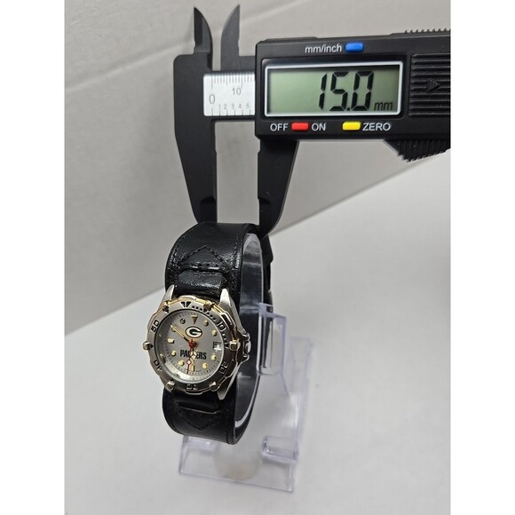 Womens Green Bay Packers Quartz Watch Date Gold Silver Leather Cuff New Battery - Picture 6 of 12
